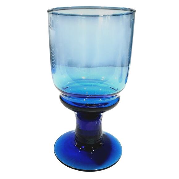 Cobalt Blue Large Vintage Footed Water/Iced Tea Goblets-Set of 3-Excellent - Picture 2 of 5